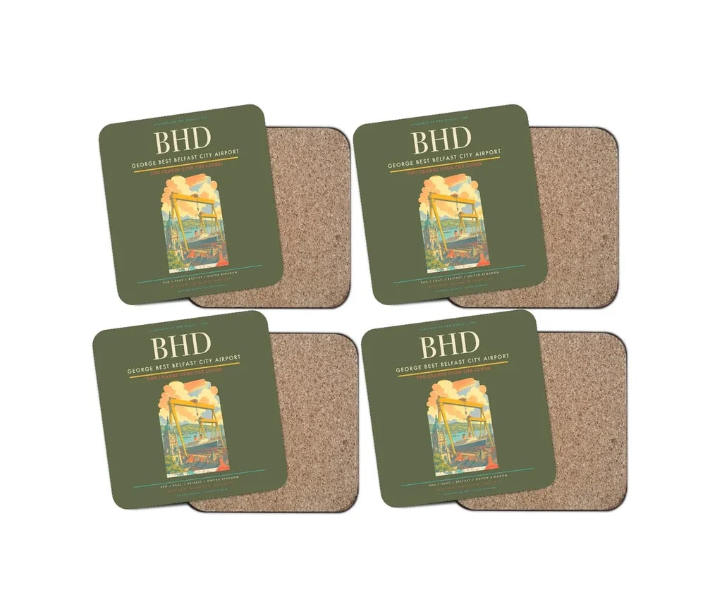 George Best Belfast City Airport BHD Coaster 4-Pieces-Set - Green Army