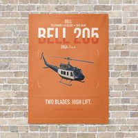 Thumbnail for Bell 205A-1++ vertical canvas print - no frame - orange background