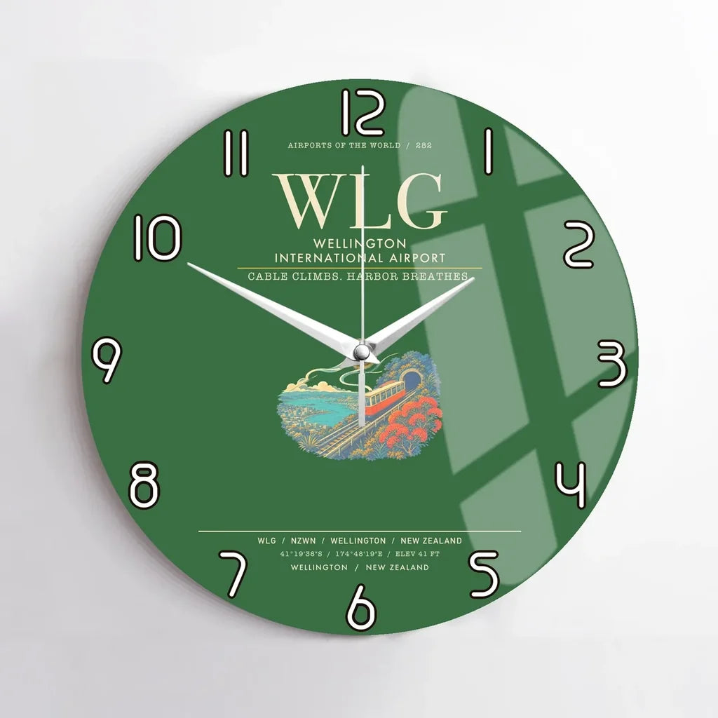 Wellington International Airport WLG Wall-Clock No-Frame - Green