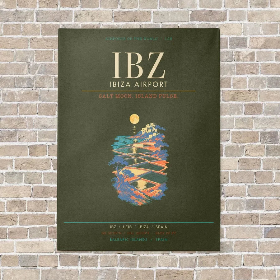 Ibiza Airport IBZ - Canvas Framed - Green Army