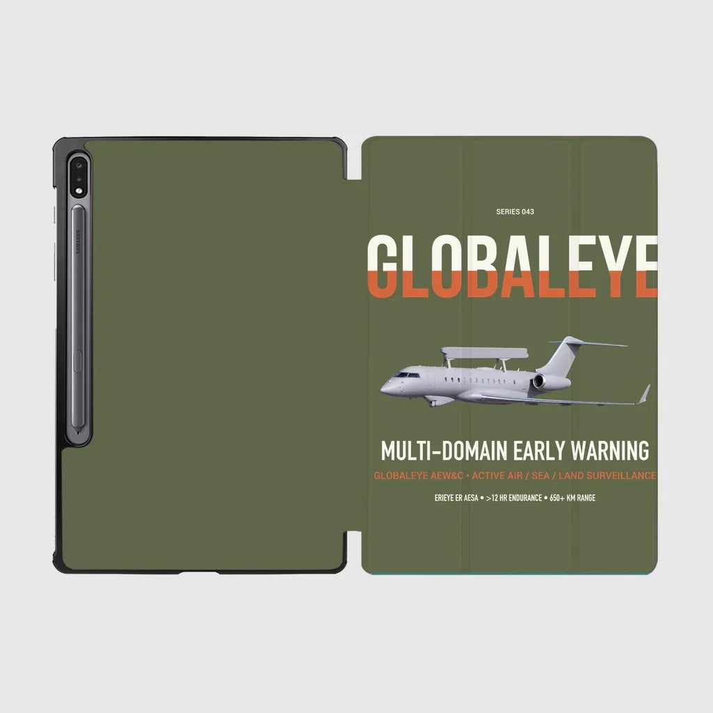 Saab GlobalEye design on green army samsung tablet tablet case