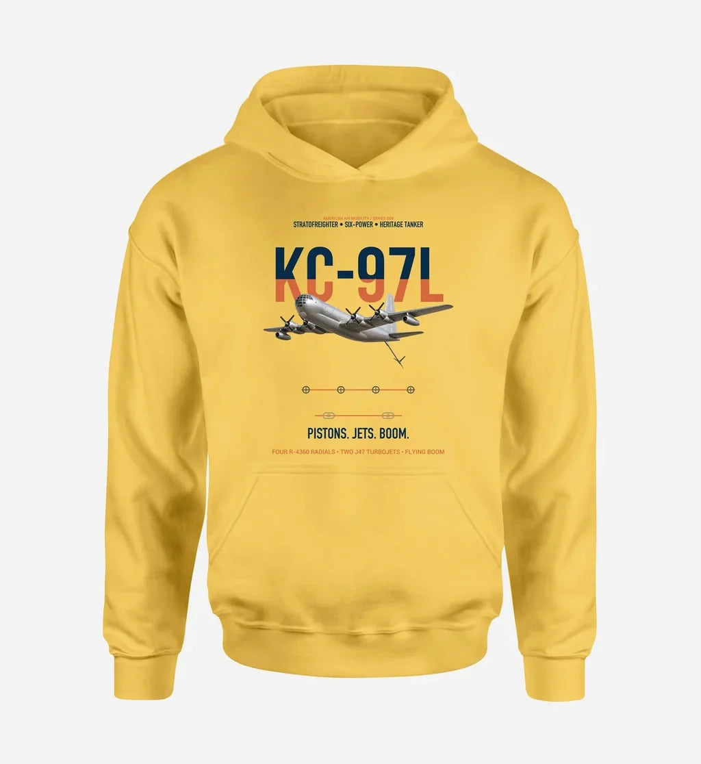 KC-97L STRATOFREIGHTER design on yellow double-side hoodie, single-side print