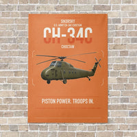 Thumbnail for Sikorsky CH-34C Choctaw vertical canvas print - no frame - orange background