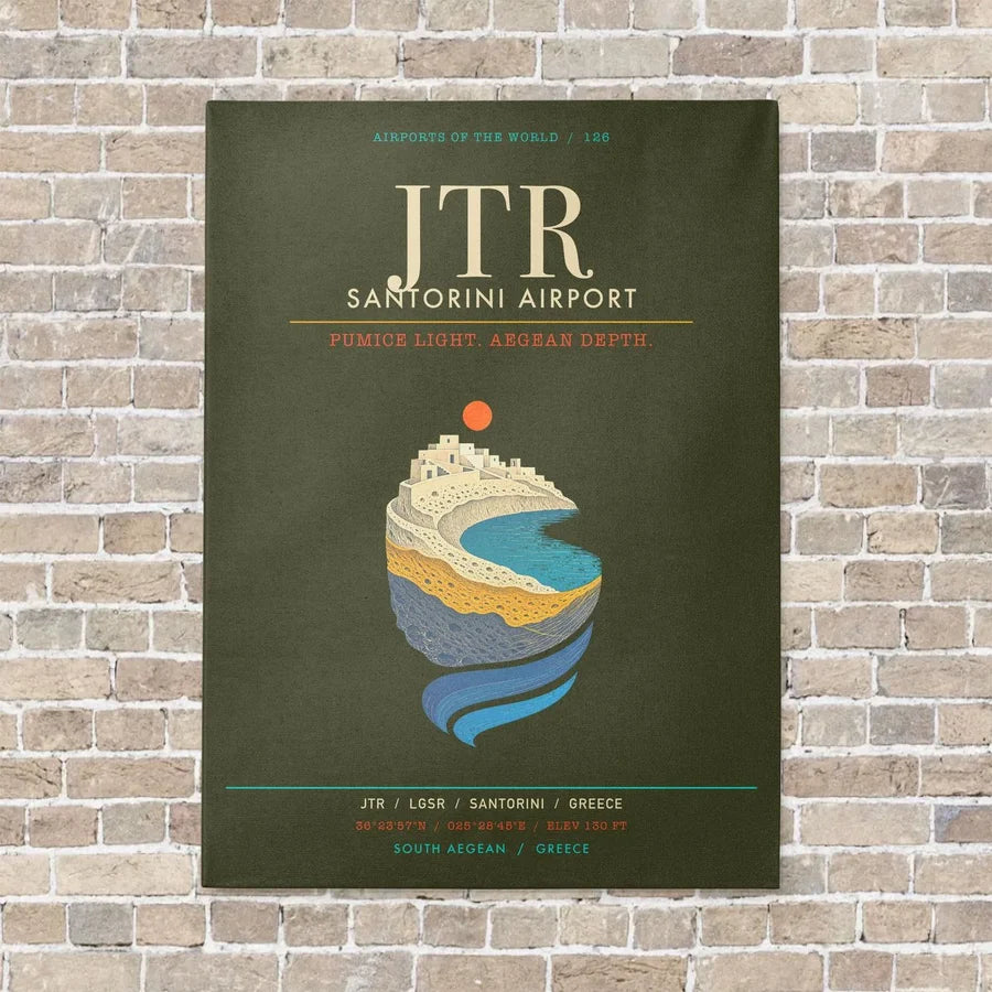 Santorini Airport JTR - Canvas Framed - Green Army