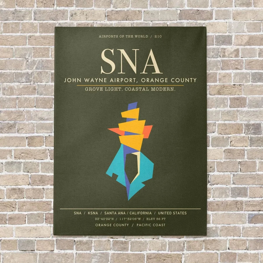 John Wayne Airport Orange County SNA - Canvas Framed - Green Army
