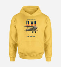 Thumbnail for Fokker D.VII design on yellow double-side hoodie, single-side print