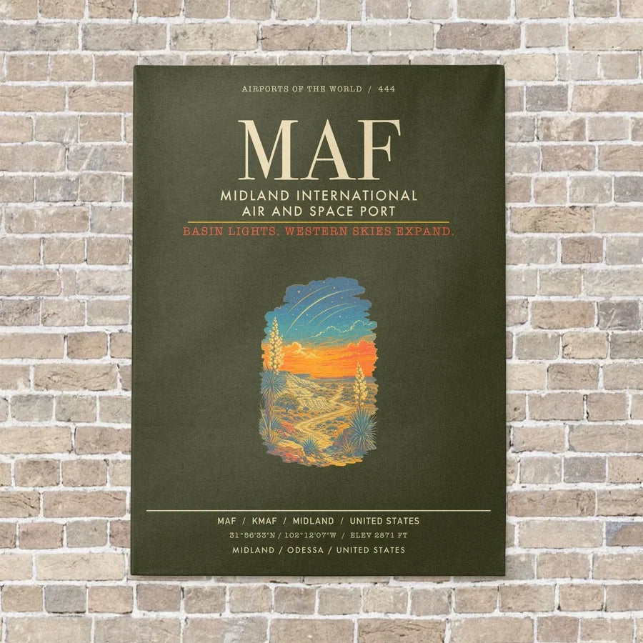 Midland International Air and Space Port MAF - Canvas Framed - Green Army