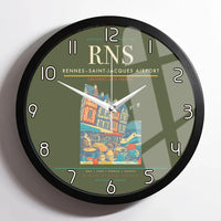 Thumbnail for Rennes–Saint-Jacques Airport (RNS) design on green army framed wall clock