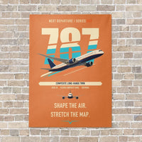 Thumbnail for Boeing 787-9 Dreamliner vertical canvas print - no frame - orange background