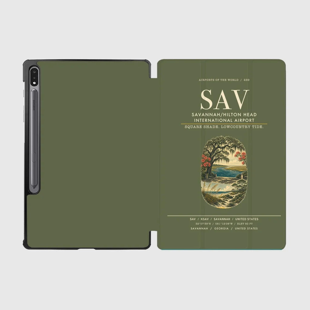 Savannah-Hilton Head International Airport (SAV) design on green army samsung tablet tablet case