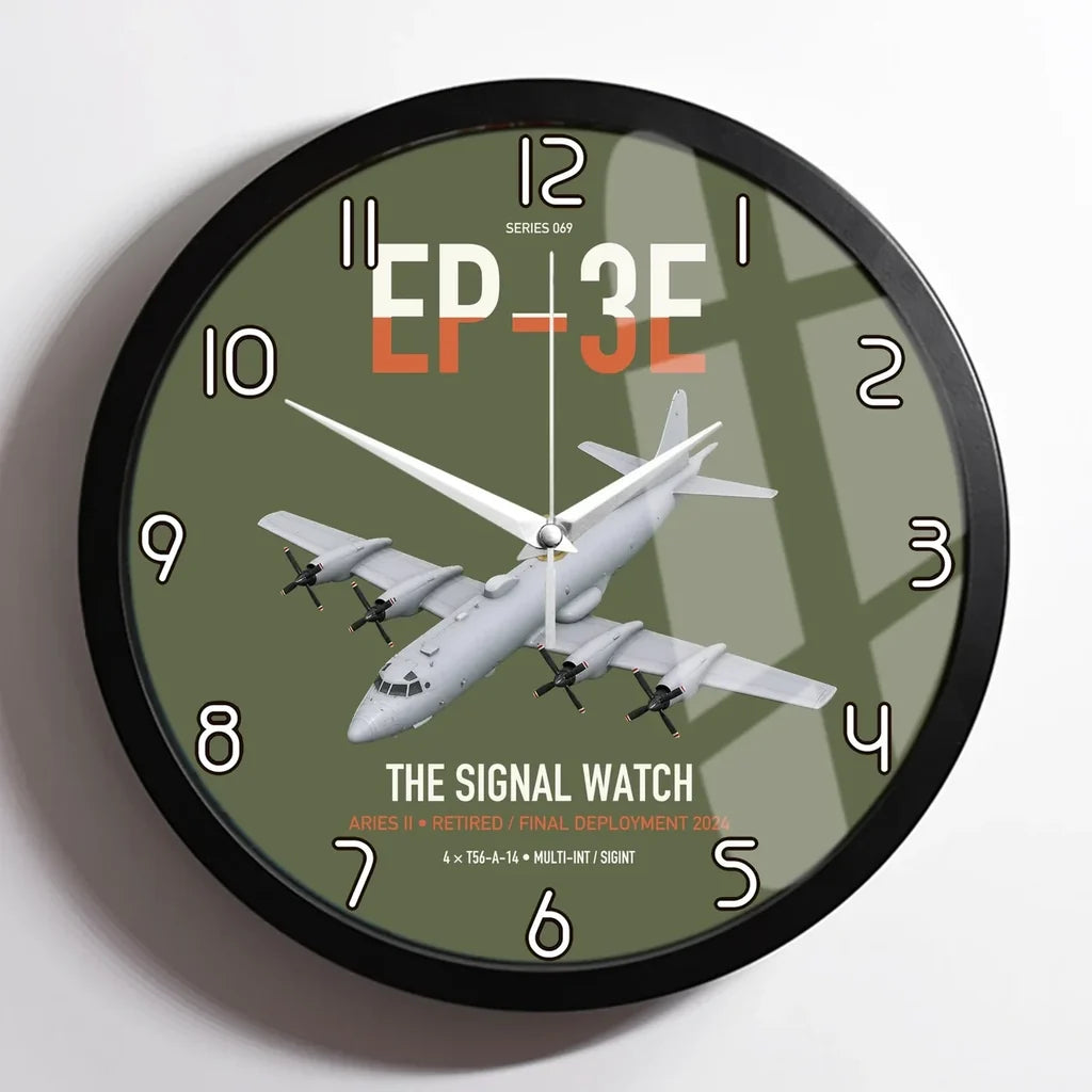 EP-3E ARIES II design on green army framed wall clock