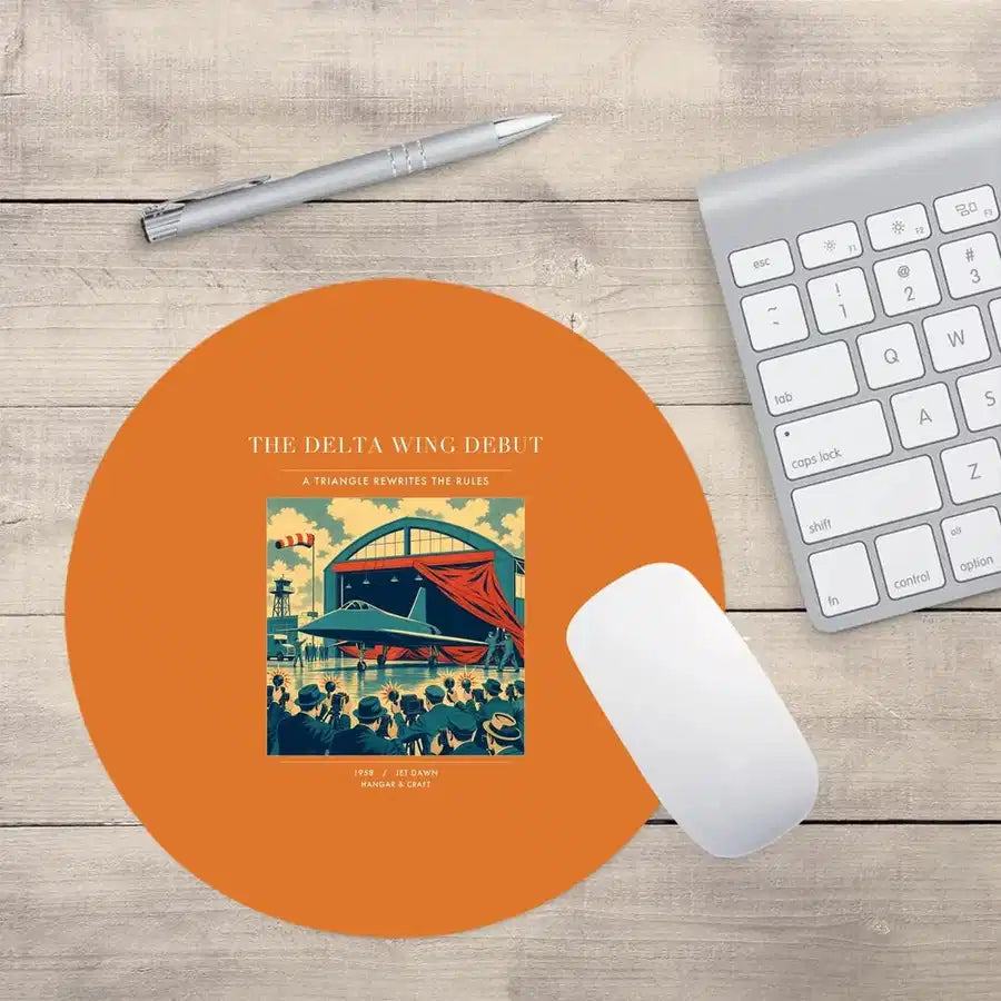 VINTAGE G4460 - The Delta Wing Debut - Designed Mouse Pads design on orange round