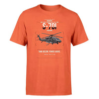 Thumbnail for Sikorsky S-70i FIREHAWK design on orange t-shirt, single-side print