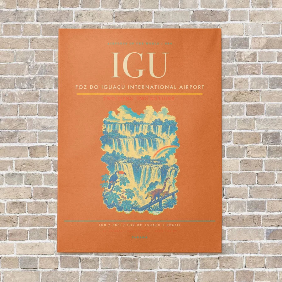 Foz do Iguaçu International Airport IGU vertical canvas print - no frame - orange background