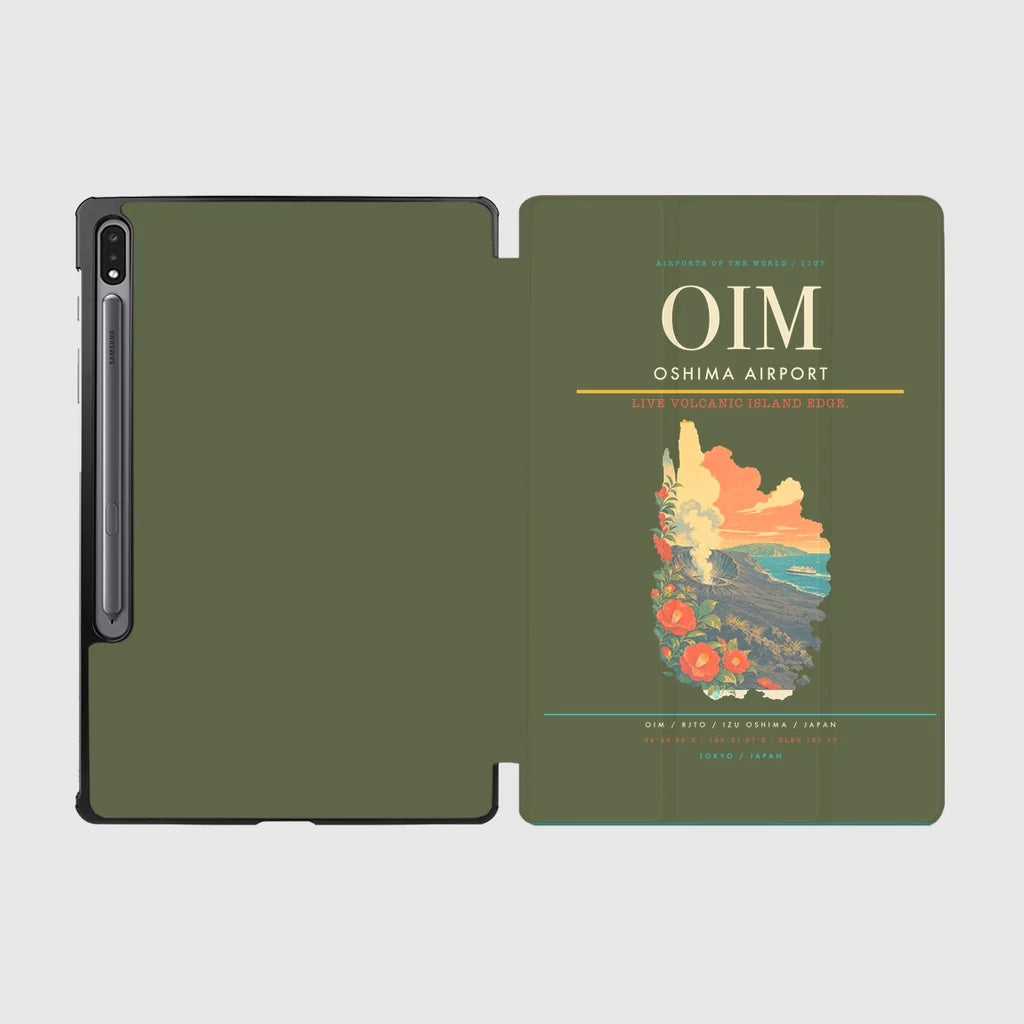 Oshima Airport (OIM) design on green army samsung tablet tablet case