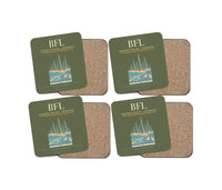 Thumbnail for Meadows Field (BFL) design on green army 4 pieces set coaster