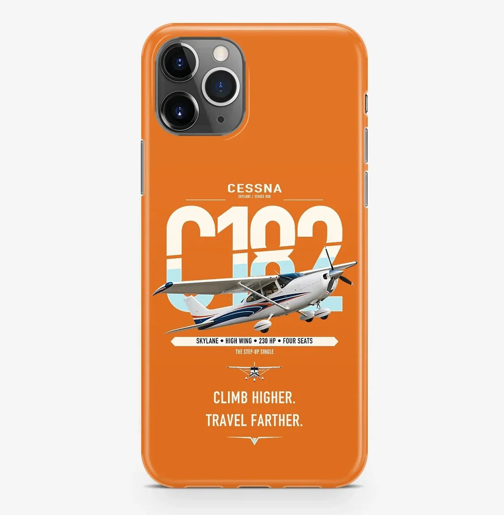 Cessna 182 Skylane design on orange magsafe iphone case, for iPhone Pro Max
