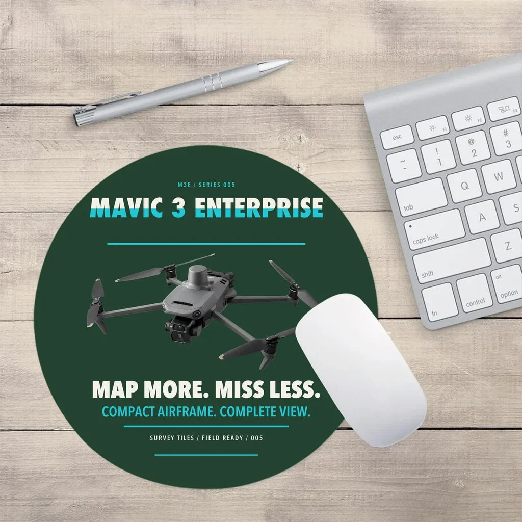 DJI Mavic 3 Enterprise design on dark green round mouse pad