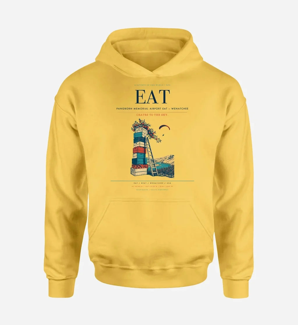 Pangborn Memorial Airport (EAT) design on yellow hoodie single-side print
