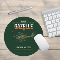 Thumbnail for Westland Gazelle AH1 design on dark green round mouse pad