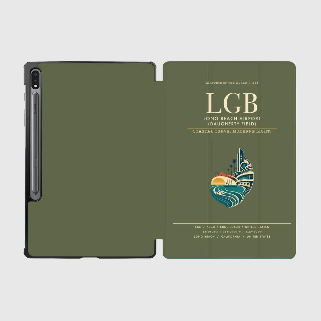 Long Beach Airport (Daugherty Field) (LGB) design on green army samsung tablet tablet case