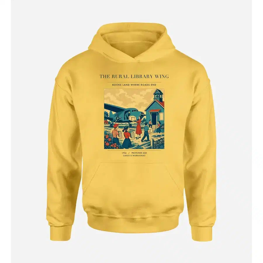 VINTAGE G4392 - The Rural Library Wing - Premium Hoodie design on yellow premium