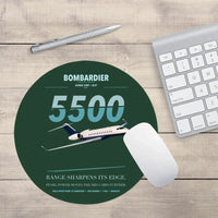 Thumbnail for Bombardier Global 5500 design on dark green round mouse pad