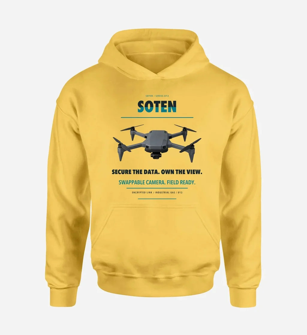 ACSL SOTEN design on yellow hoodie single side