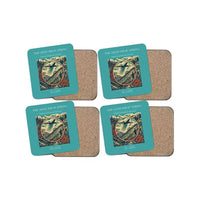 Thumbnail for The Seed Drop Spring - Designed Coasters design on turquoise 4-pieces-set