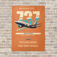 Thumbnail for Boeing 737-300 Classic vertical canvas print - no frame - orange background