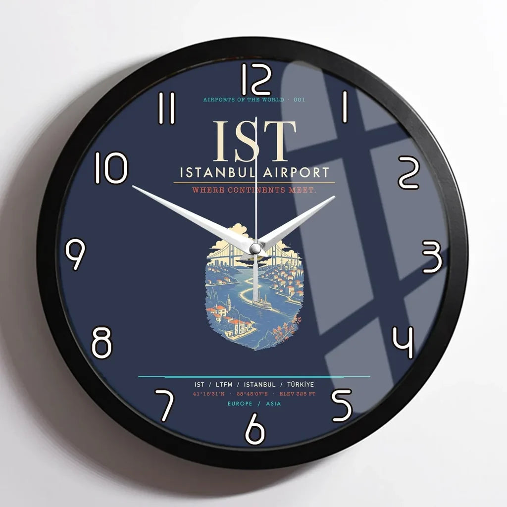 Istanbul Airport IST Wall-Clock Framed - Navy Blue