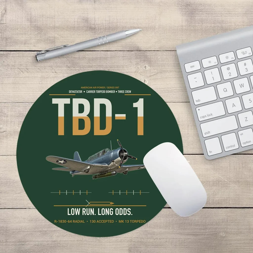 TBD-1 Devastator design on dark green round mouse pad
