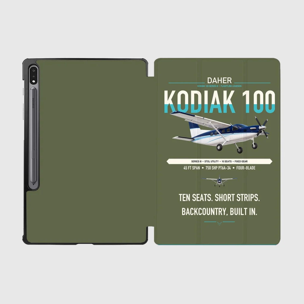 Daher Kodiak 100 Series III design on green army samsung tablet tablet case