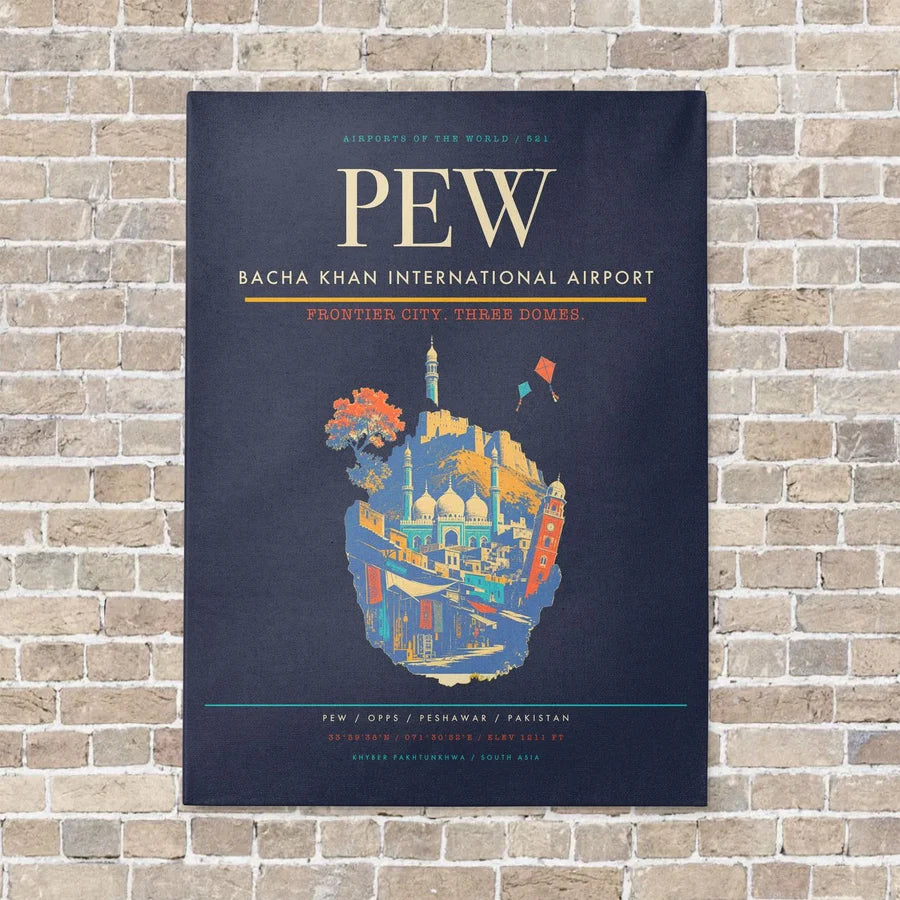 Bacha Khan International Airport PEW - Canvas No Frame - Navy Blue