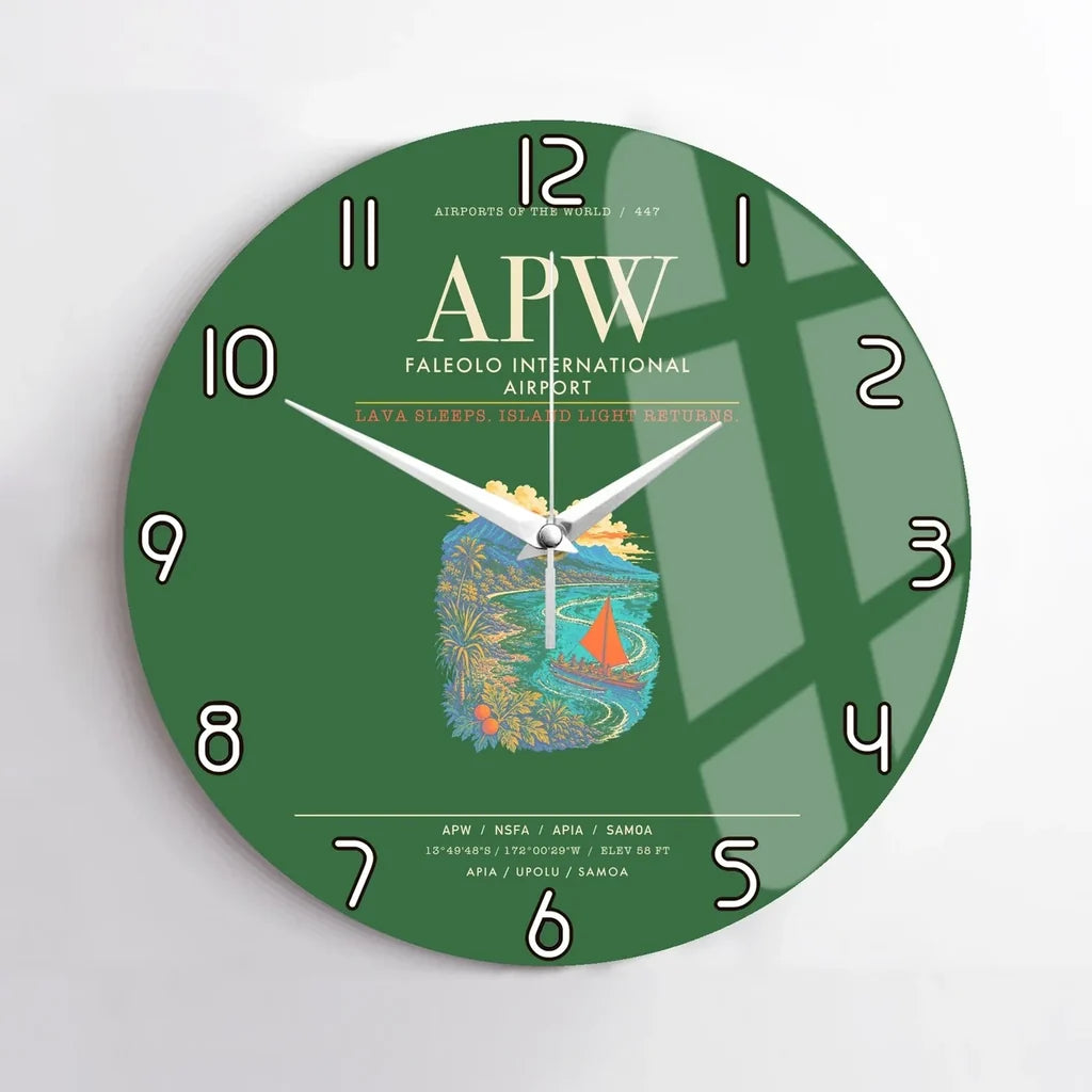 Faleolo International Airport APW Wall-Clock No-Frame - Green