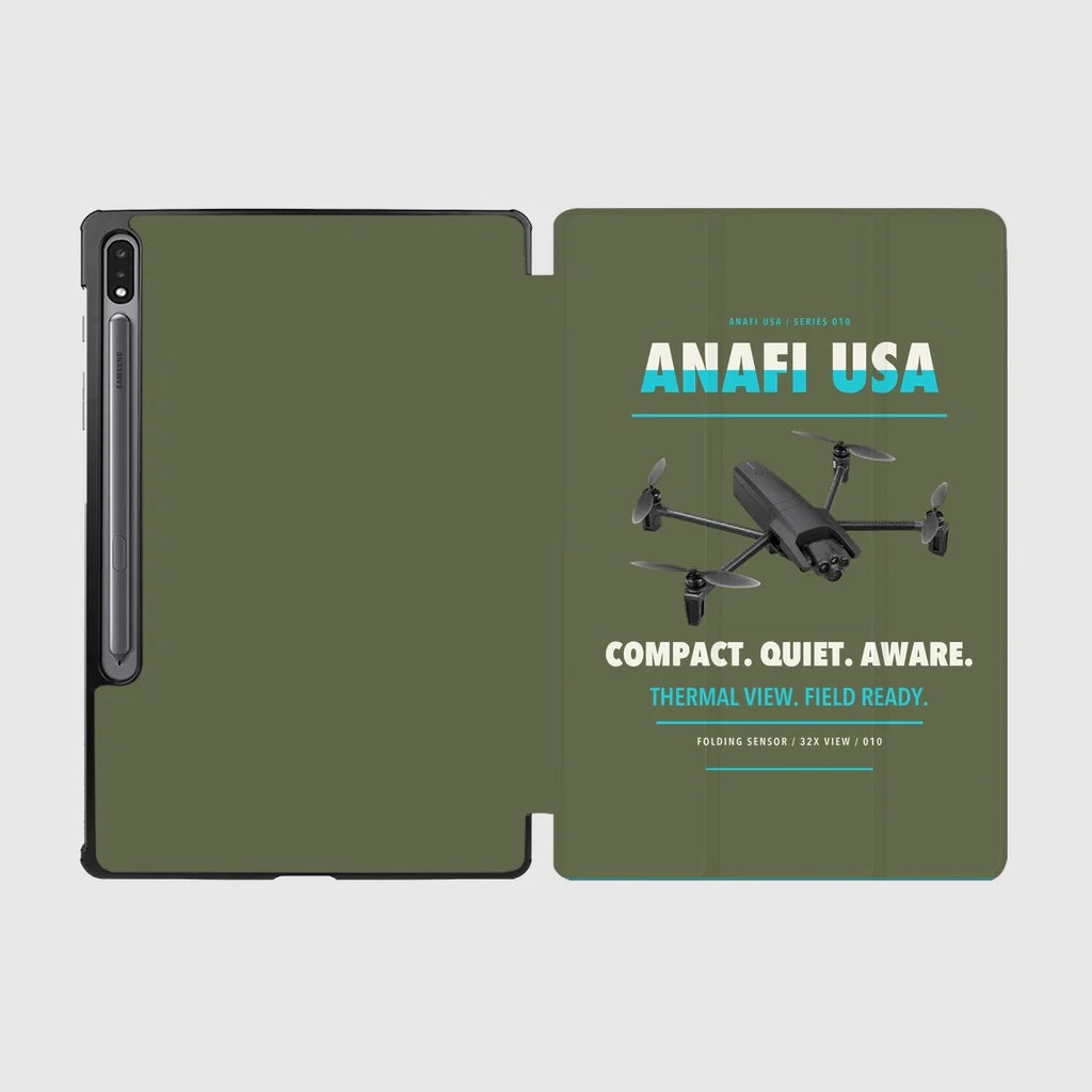 Parrot ANAFI USA design on green army samsung tablet tablet case