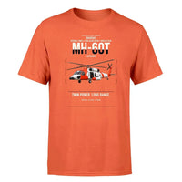Thumbnail for Sikorsky MH-60T Jayhawk design on orange t-shirt, single-side print