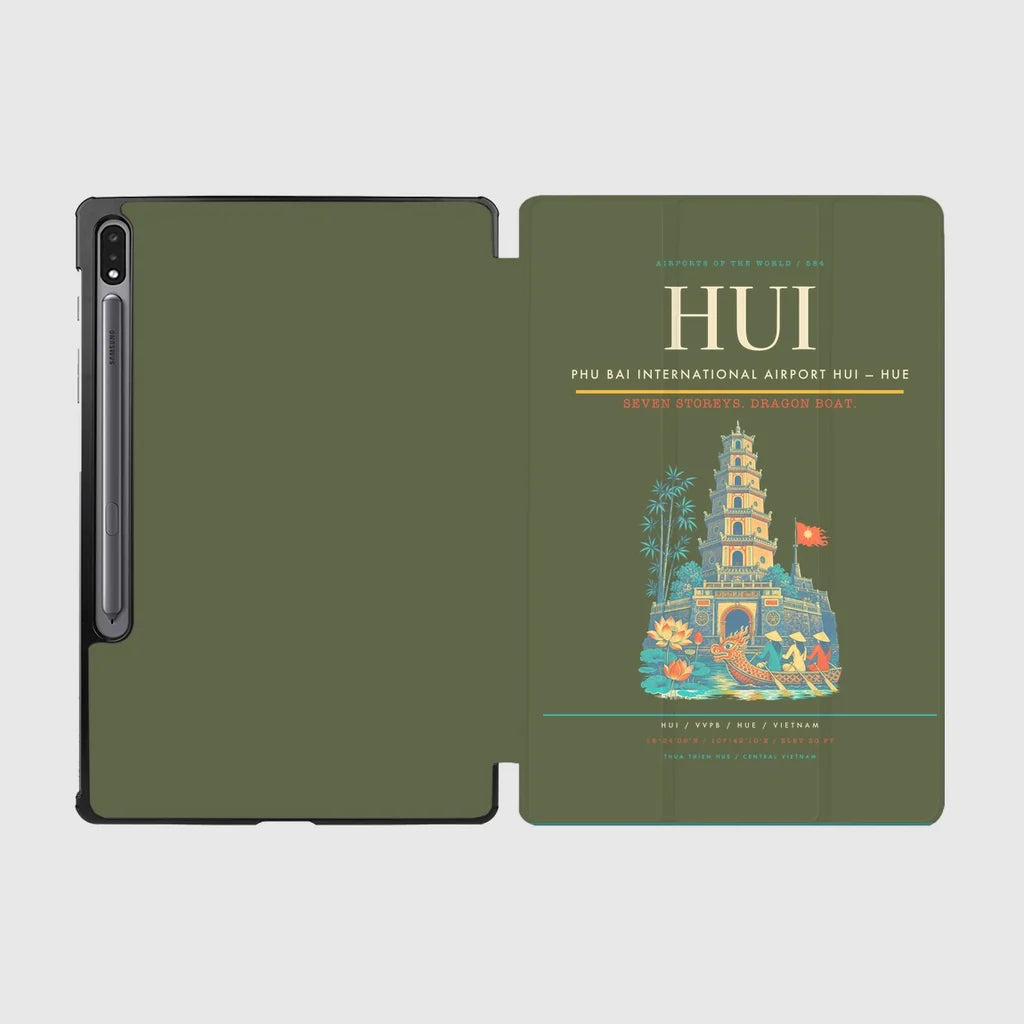Phu Bai International Airport (HUI) design on green army samsung tablet tablet case