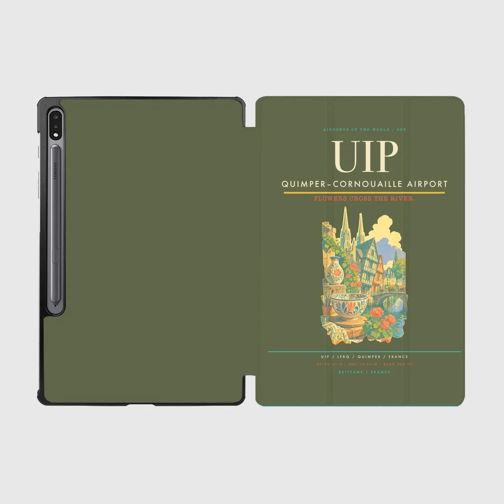 Quimper–Cornouaille Airport (UIP) design on green army samsung tablet tablet case