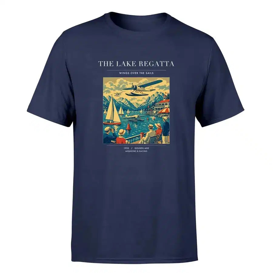 VINTAGE G4039 - The Lake Regatta - Premium T-Shirt design on navyblue premium t shirt