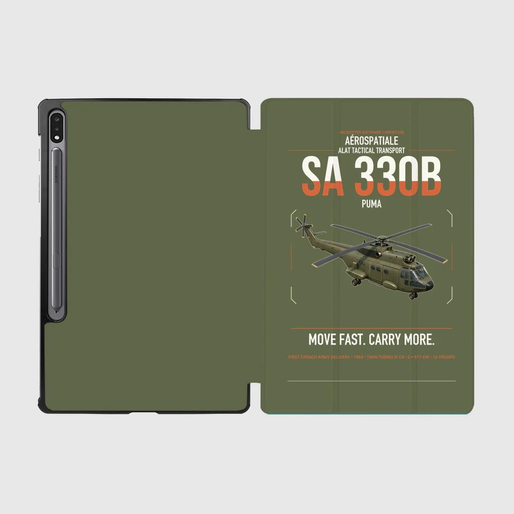 Aérospatiale SA 330B Puma design on green army samsung tablet tablet case
