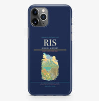 Thumbnail for Rishirifuji Airport (RIS) design on navy blue iPhone 16 Pro MagSafe case