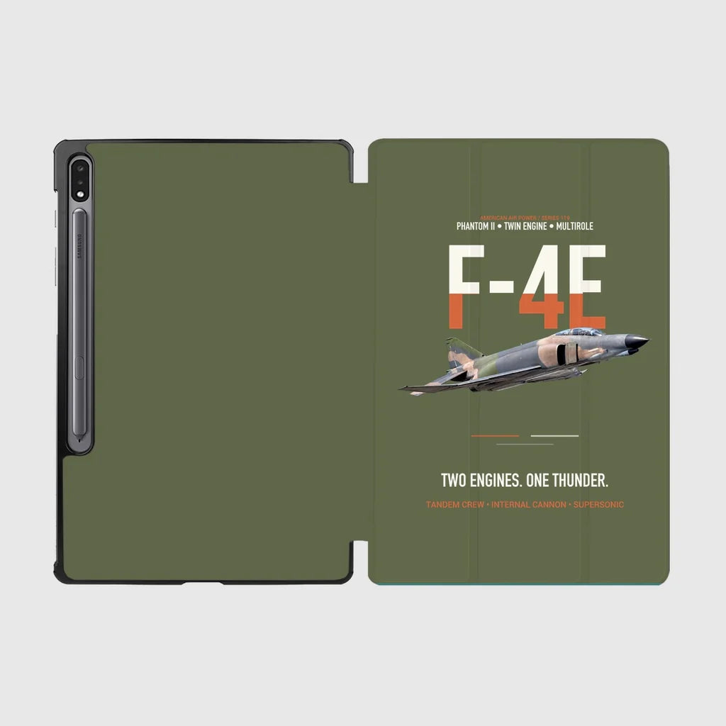 F-4E Phantom II Two Engines One Thunder design on green army samsung tablet tablet case