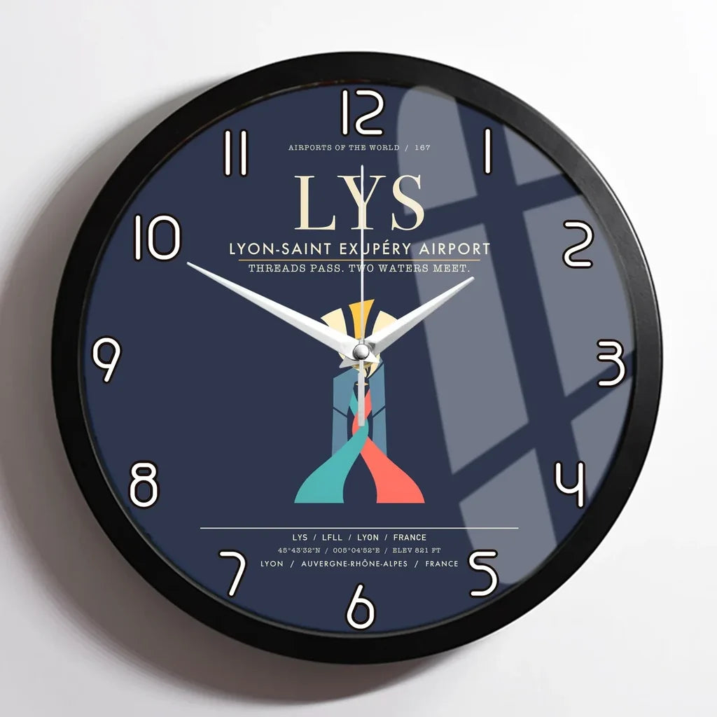 Lyon-Saint Exupery Airport LYS Wall-Clock Framed - Navy Blue