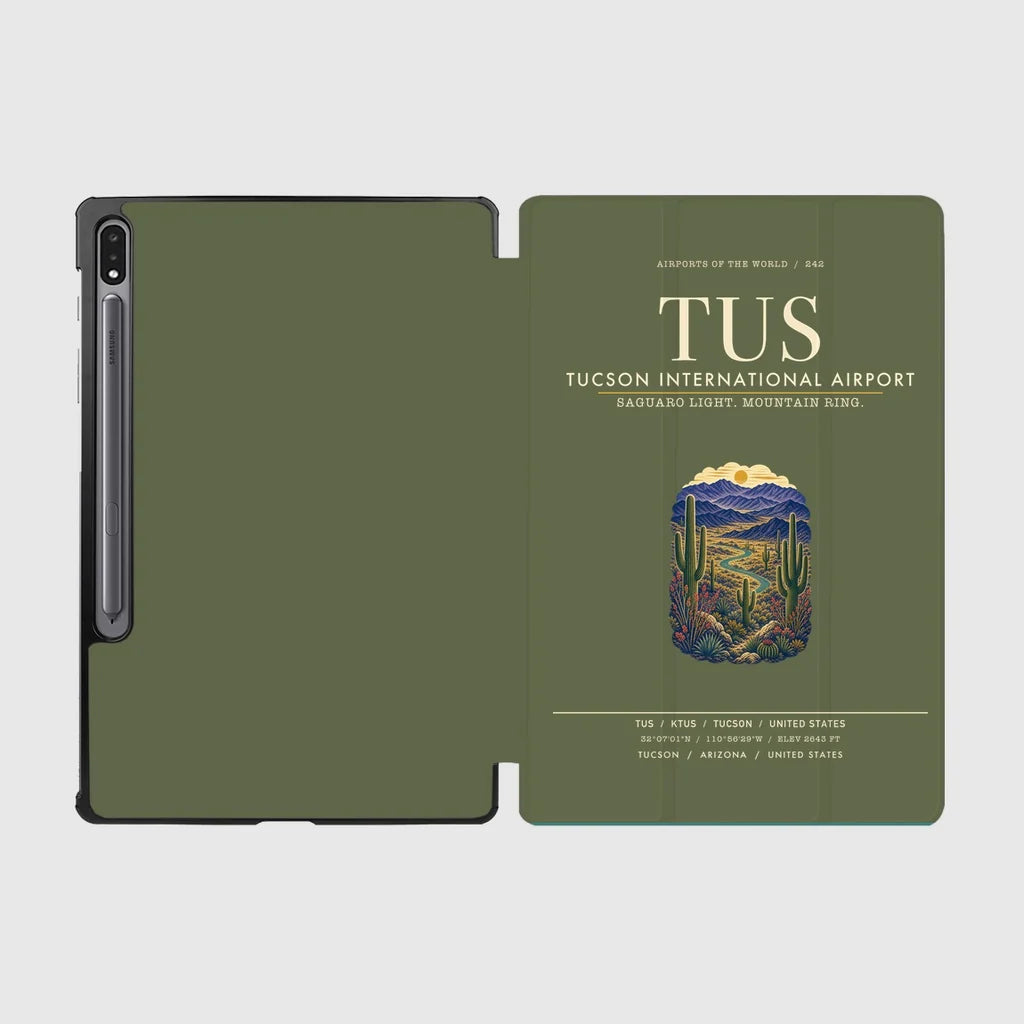 Tucson International Airport (TUS) design on green army samsung tablet tablet case