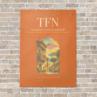 Thumbnail for Tenerife North Airport TFN vertical canvas print - no frame - orange background