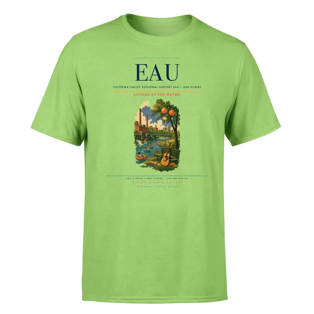 Chippewa Valley Regional Airport (EAU) T-Shirt single-side front print in Light Green | chippewa-valley-regional-airport-eau-double-side-t-shirt