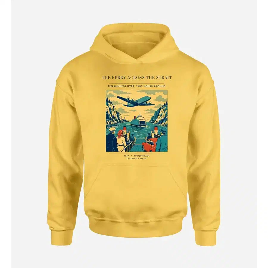 VINTAGE G4478 - The Ferry Across The Strait - Premium Hoodie design on yellow premium