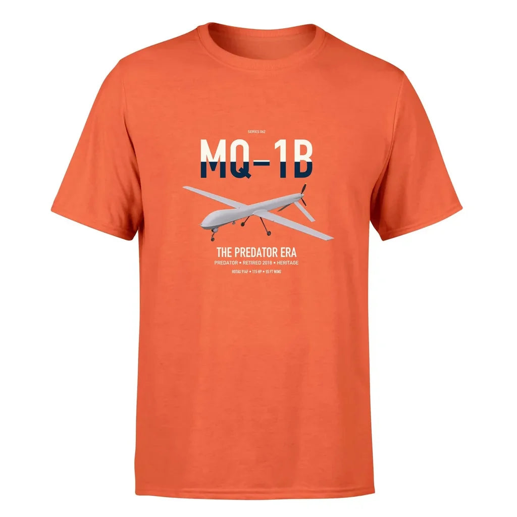 MQ-1B Predator design on orange double-side t-shirt, single-side print