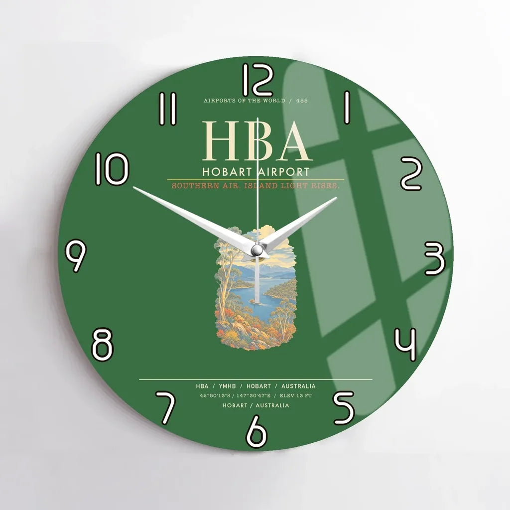 Hobart Airport HBA Wall-Clock No-Frame - Green